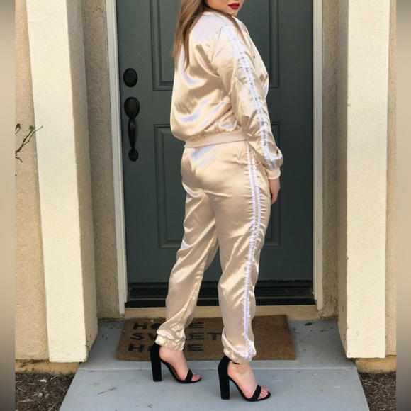 Satin Champagne Tracksuit - Picture 3 of 3